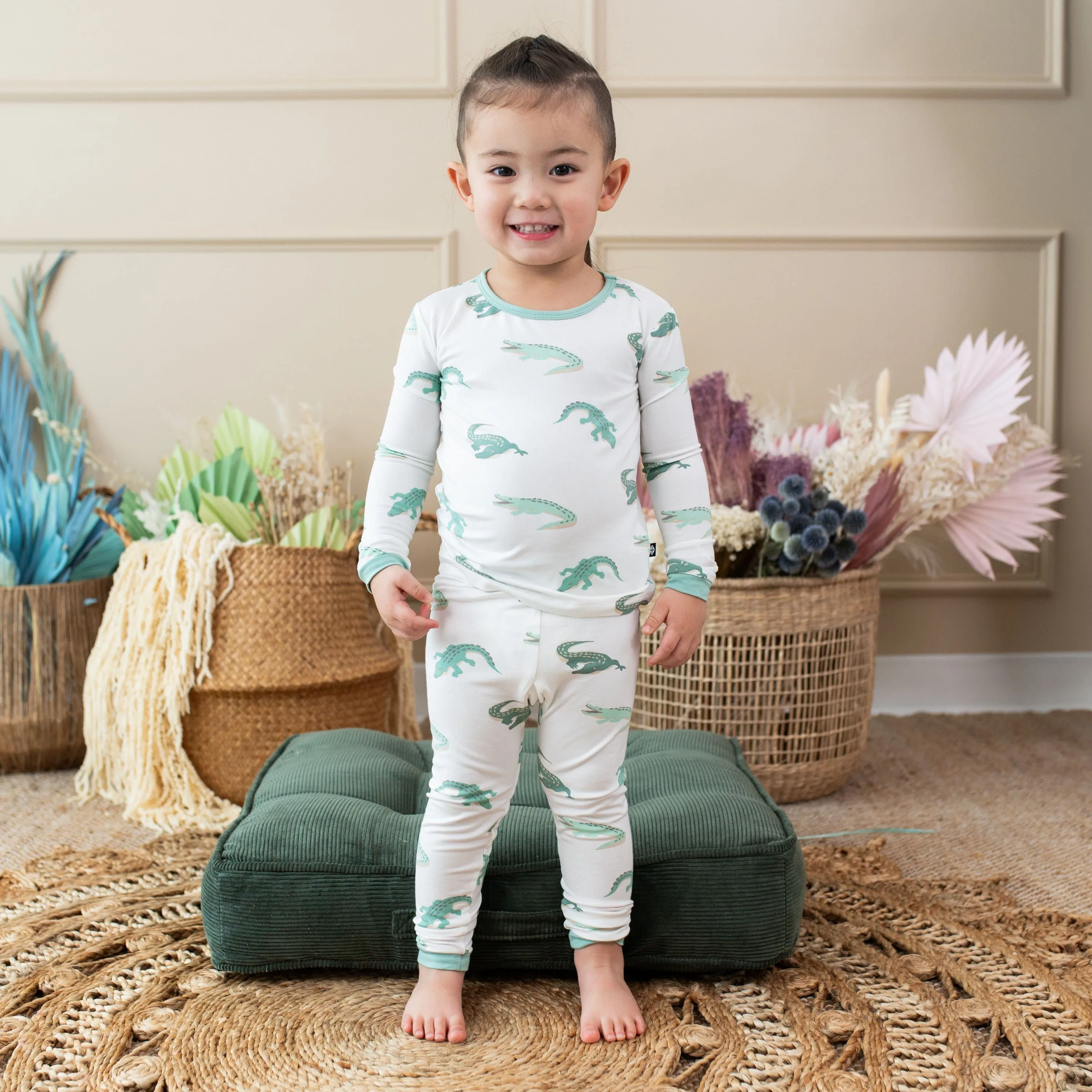 Long Sleeve Pajamas in Crocodile