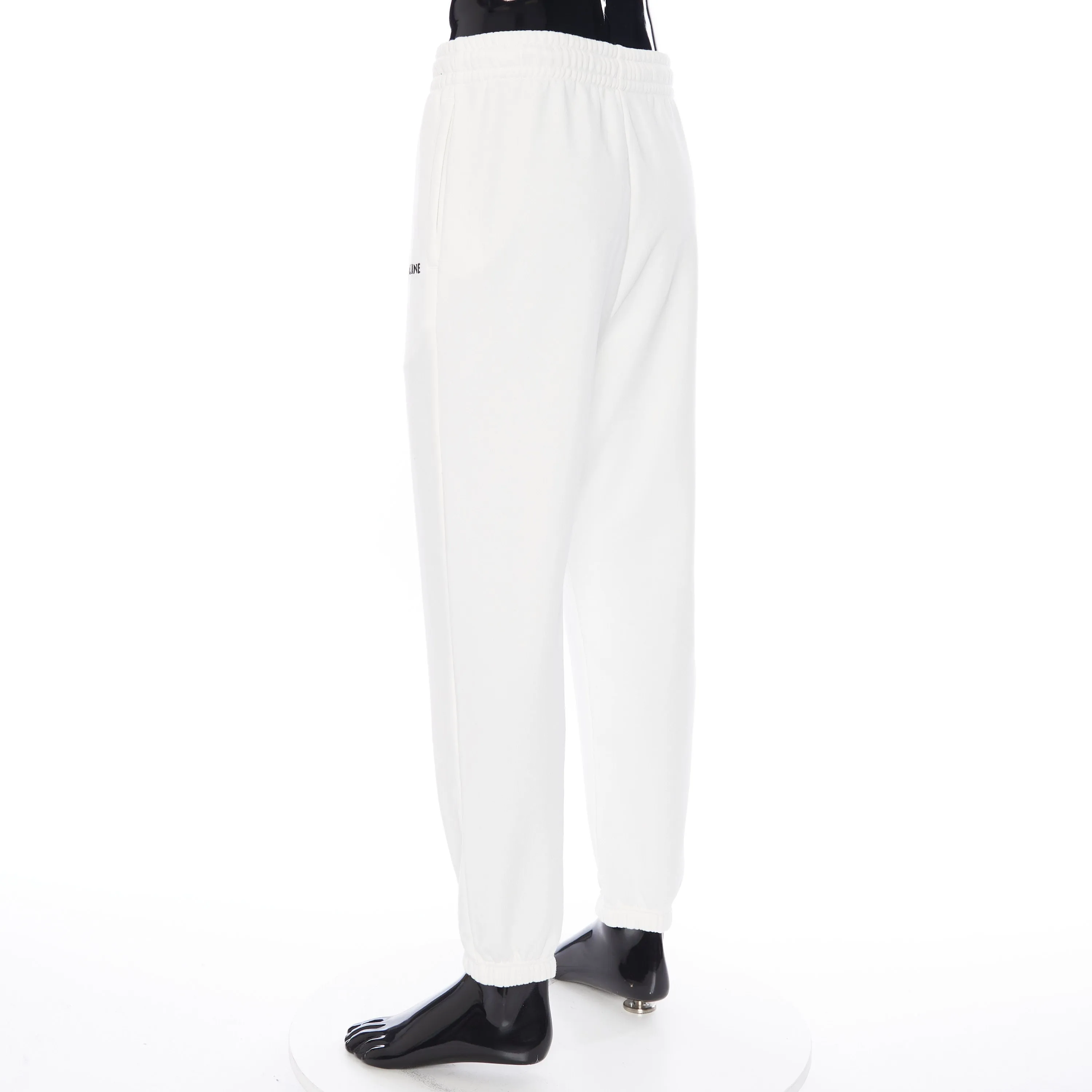 Loose Track Pants With Celine Embroidery in Cotton Fleece