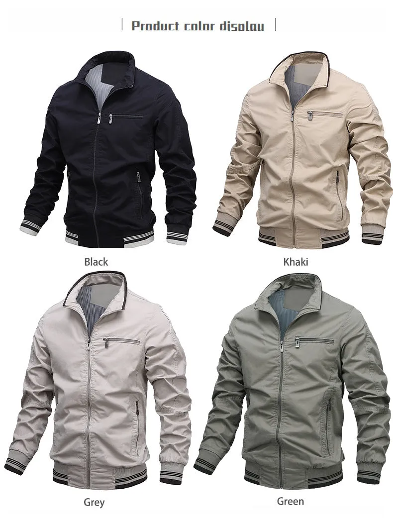 Men's Bomber Jackets Lightweight Windbreaker Spring Fall Full Zip Active Coat Outwear | V01