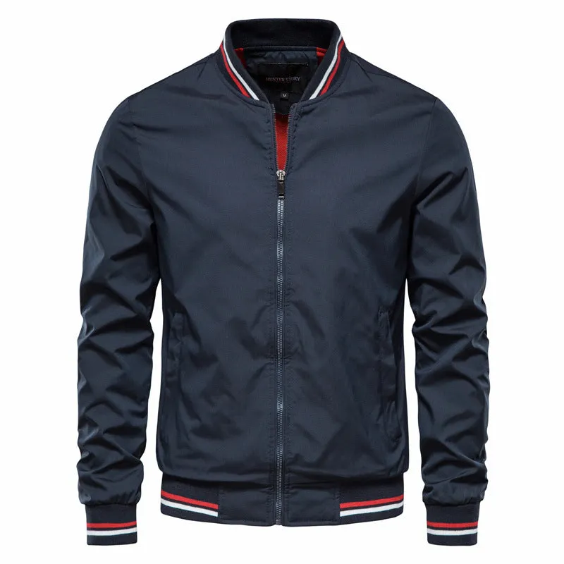 Men's Bomber Jackets Spring Fall Full Zip Active Coat Outwear-8831