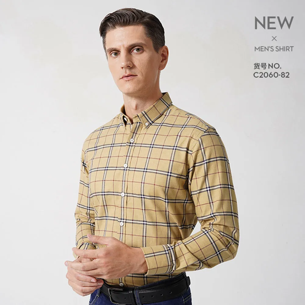 Men's Business Dress Shirts Long Sleeve Casual Regular Fit Cotton Shirts | C2060-81