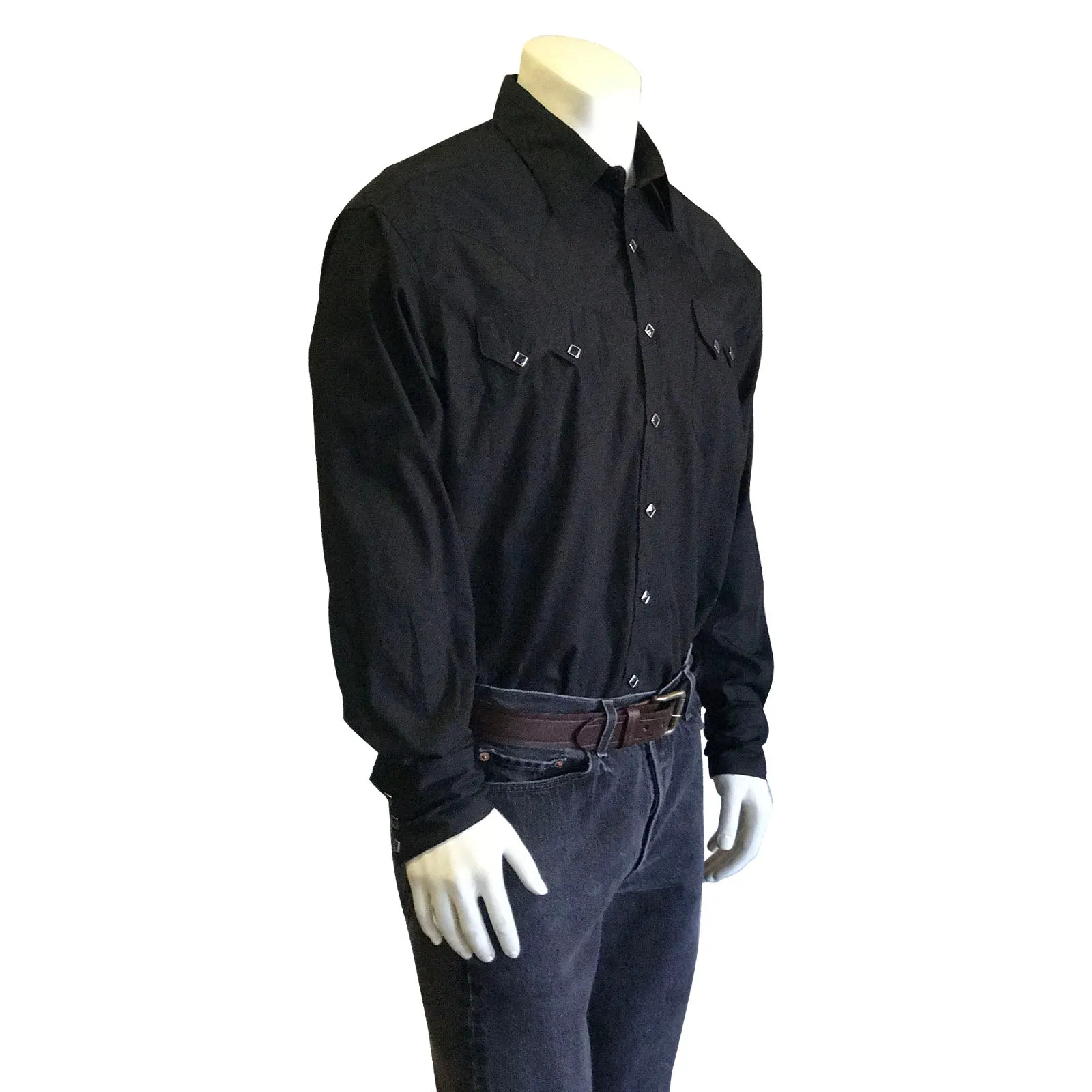 Men's Classic Pima Cotton Solid Black Western Shirt