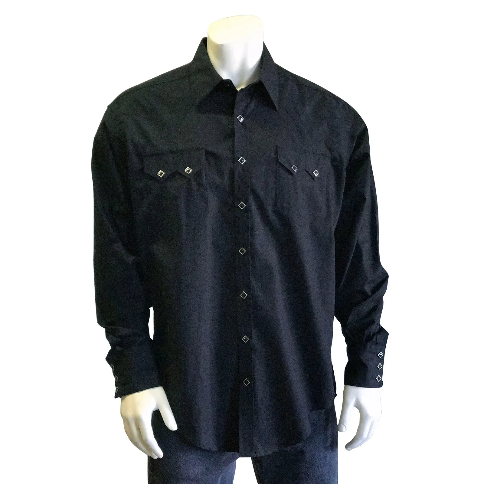 Men's Classic Pima Cotton Solid Black Western Shirt