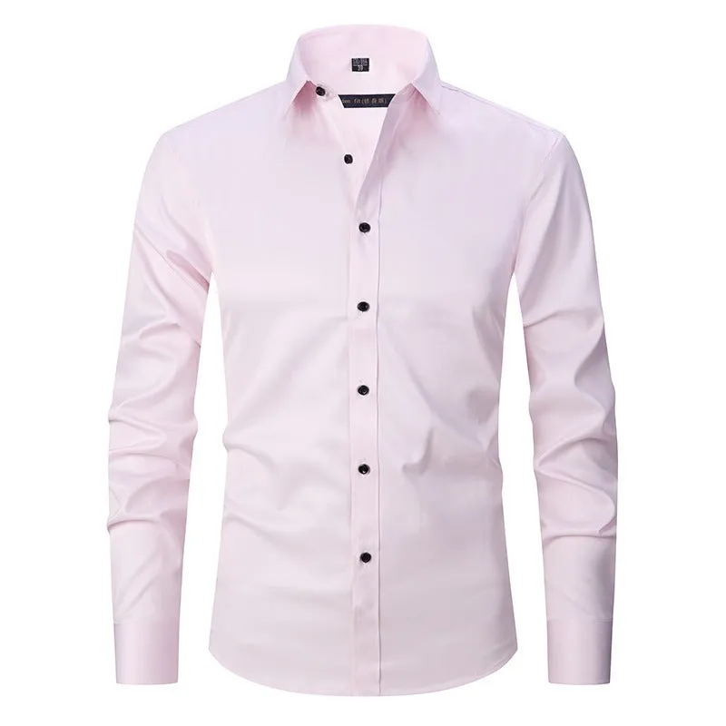 Men's Dress Shirts Classic Long Sleeve Solid Color Designer Silk Business Shirts | 2-7