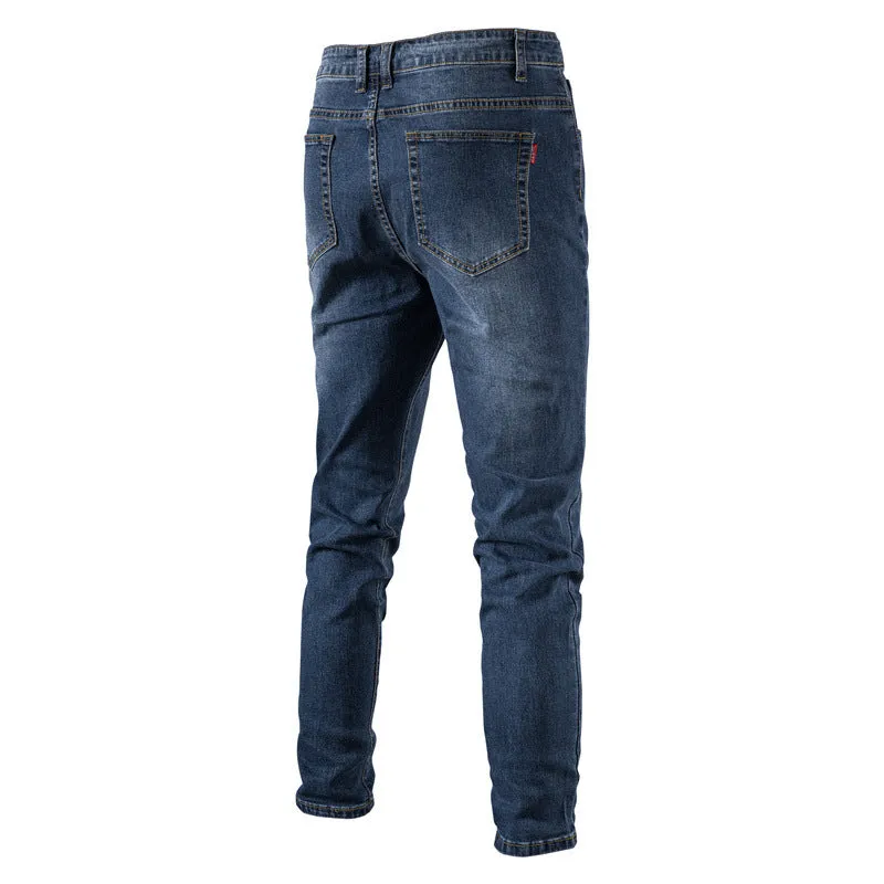 Men's Jeans Solid Casual Denim Jeans Slim Fit Stretch Denim Pants | 515-6183