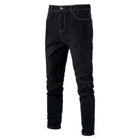 Men's Jeans Solid Casual Denim Jeans Slim Fit Stretch Denim Pants | 515-6183