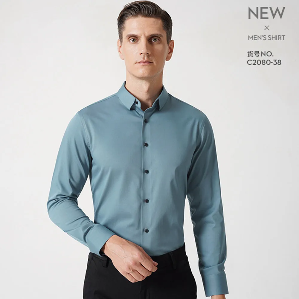 Modal Men's Dress Shirts Solid Long Sleeve Stretch Formal Shirt | C2080