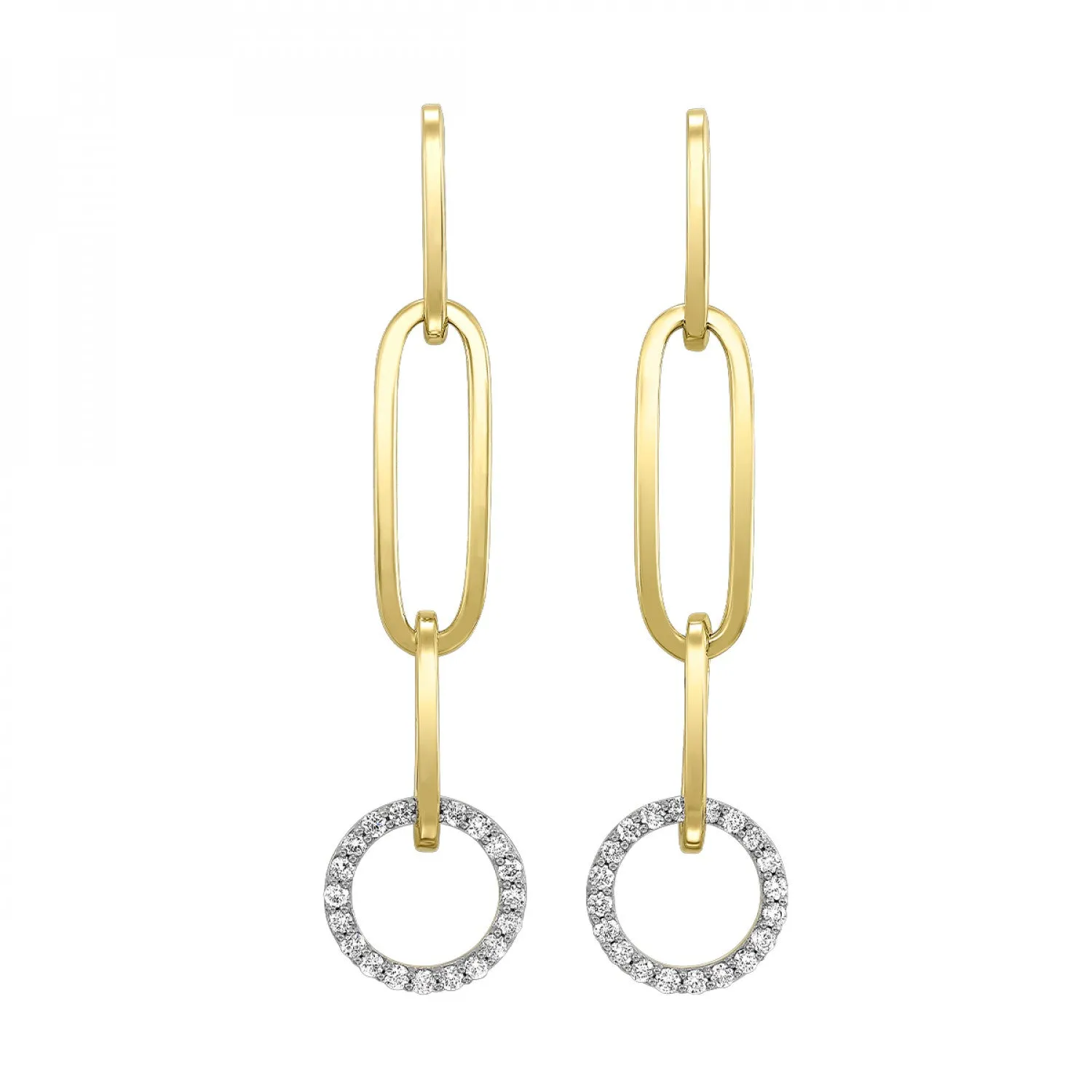 Paperclip Chain and Diamond Circle Earrings