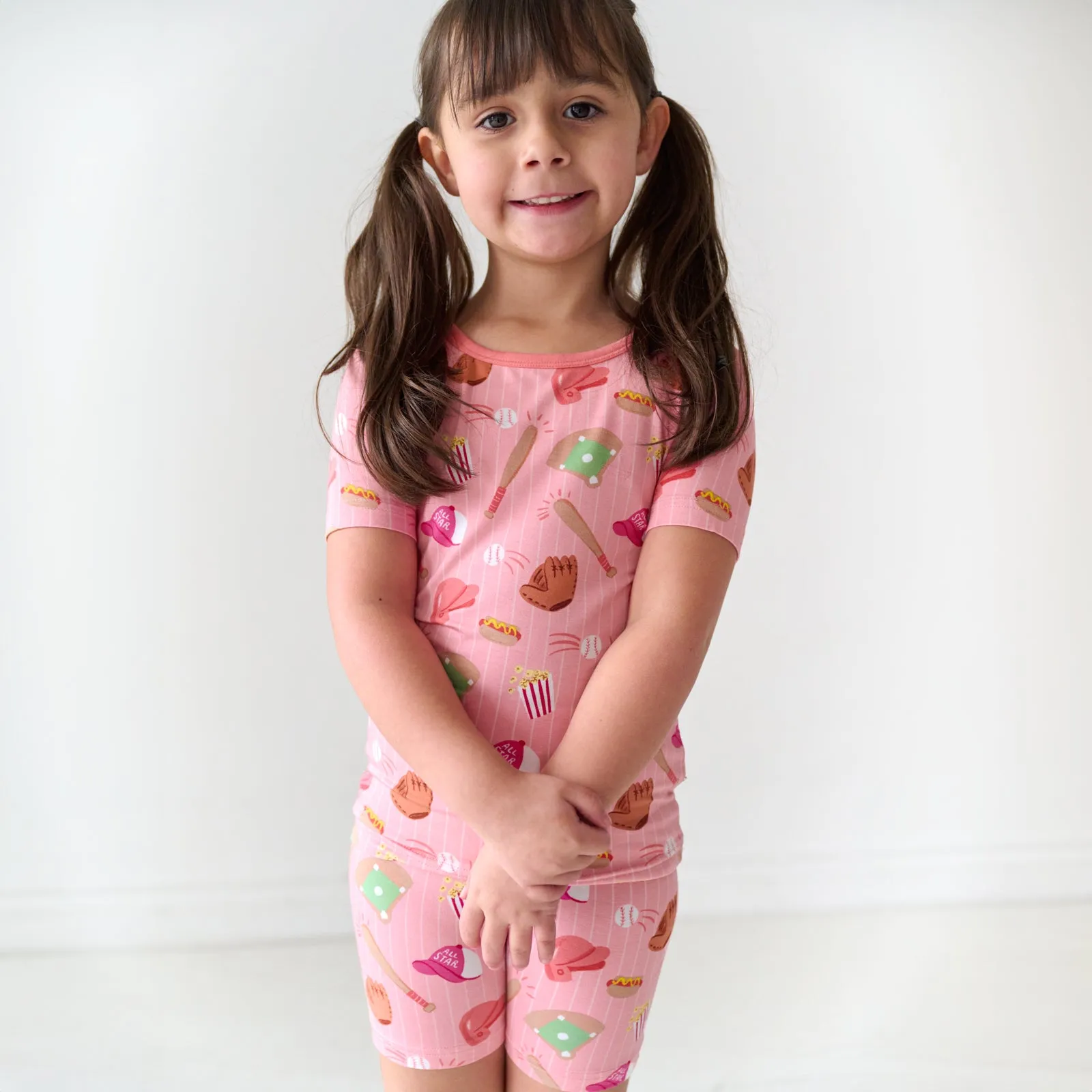 Pink All Stars Two-Piece Short Sleeve & Shorts Pajama Set