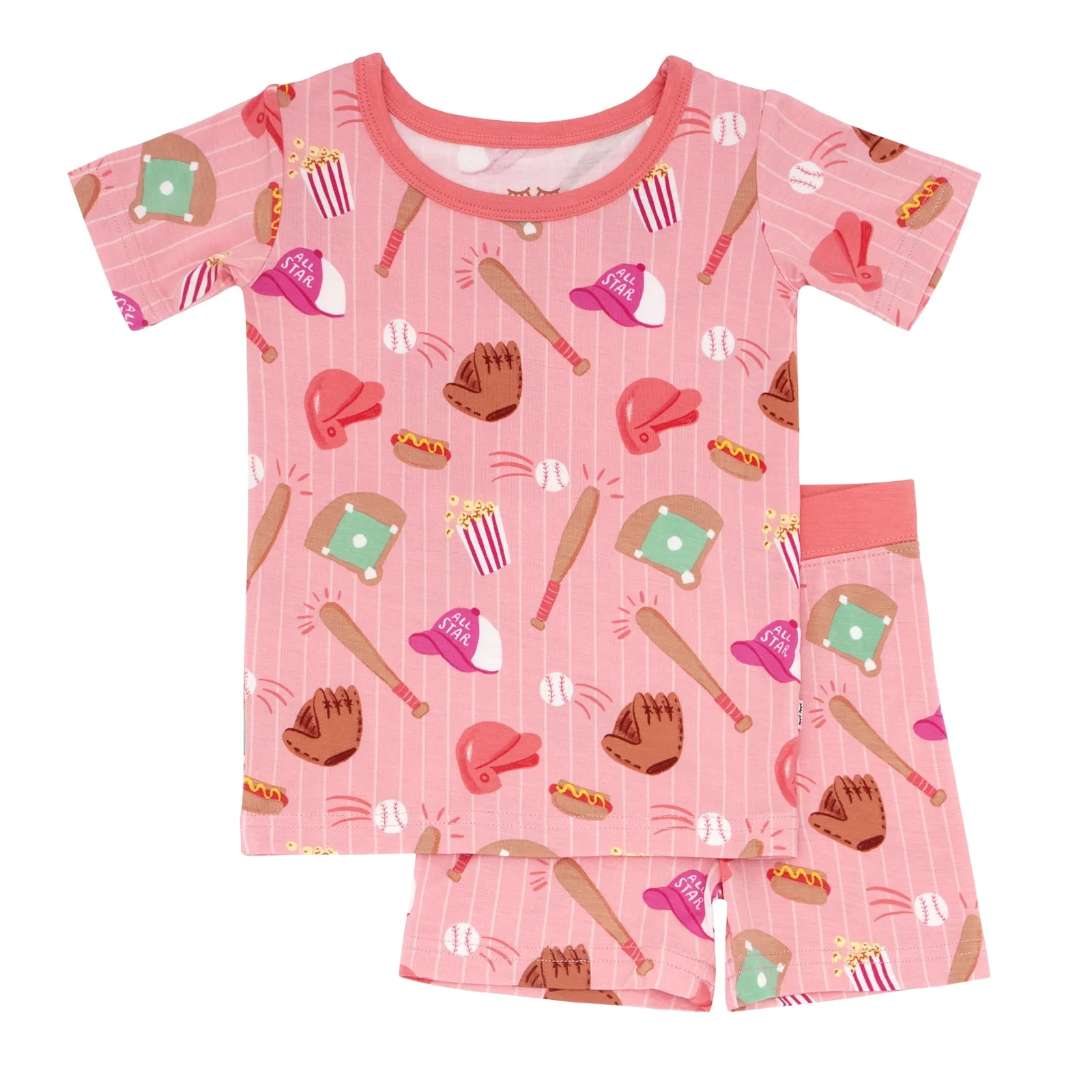 Pink All Stars Two-Piece Short Sleeve & Shorts Pajama Set