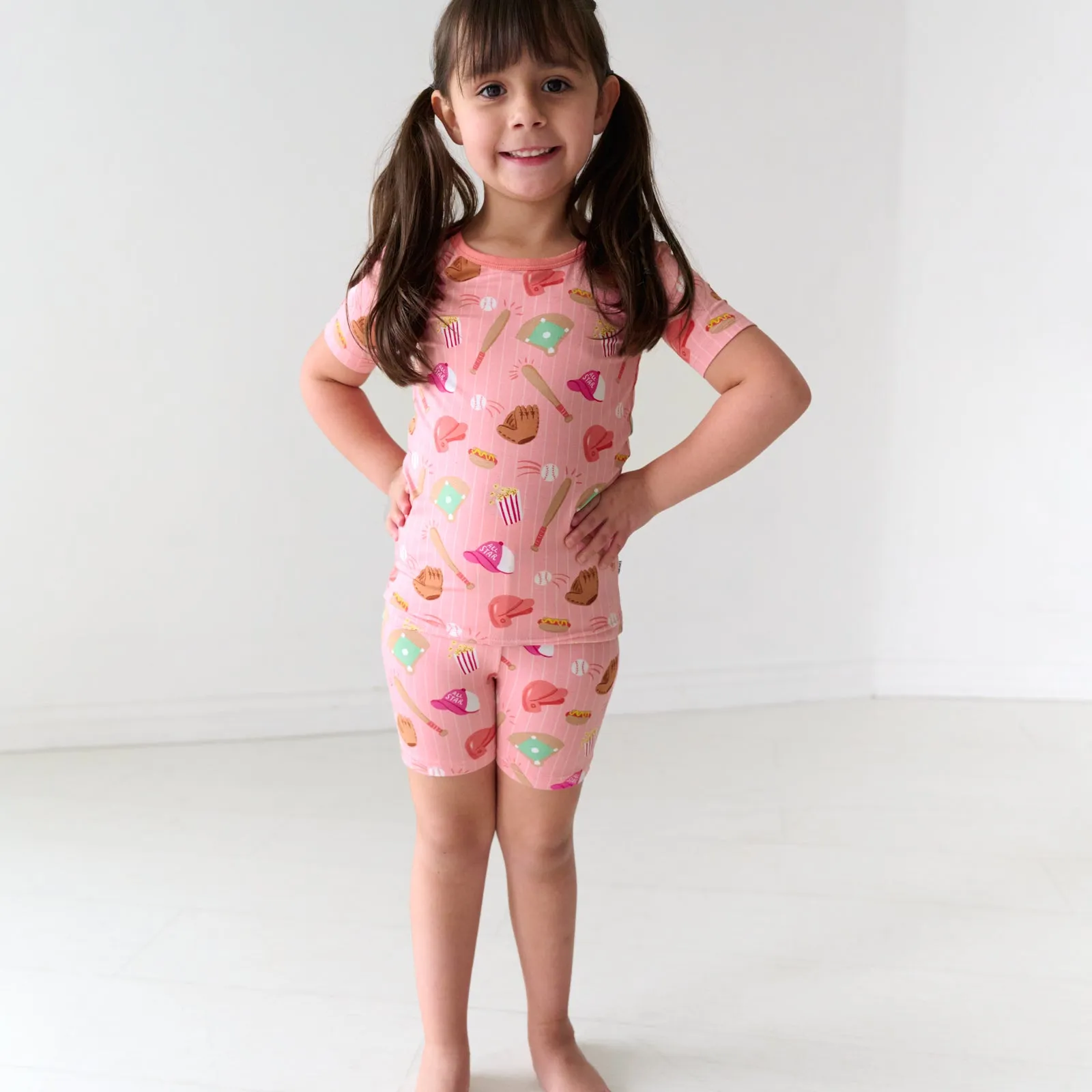 Pink All Stars Two-Piece Short Sleeve & Shorts Pajama Set