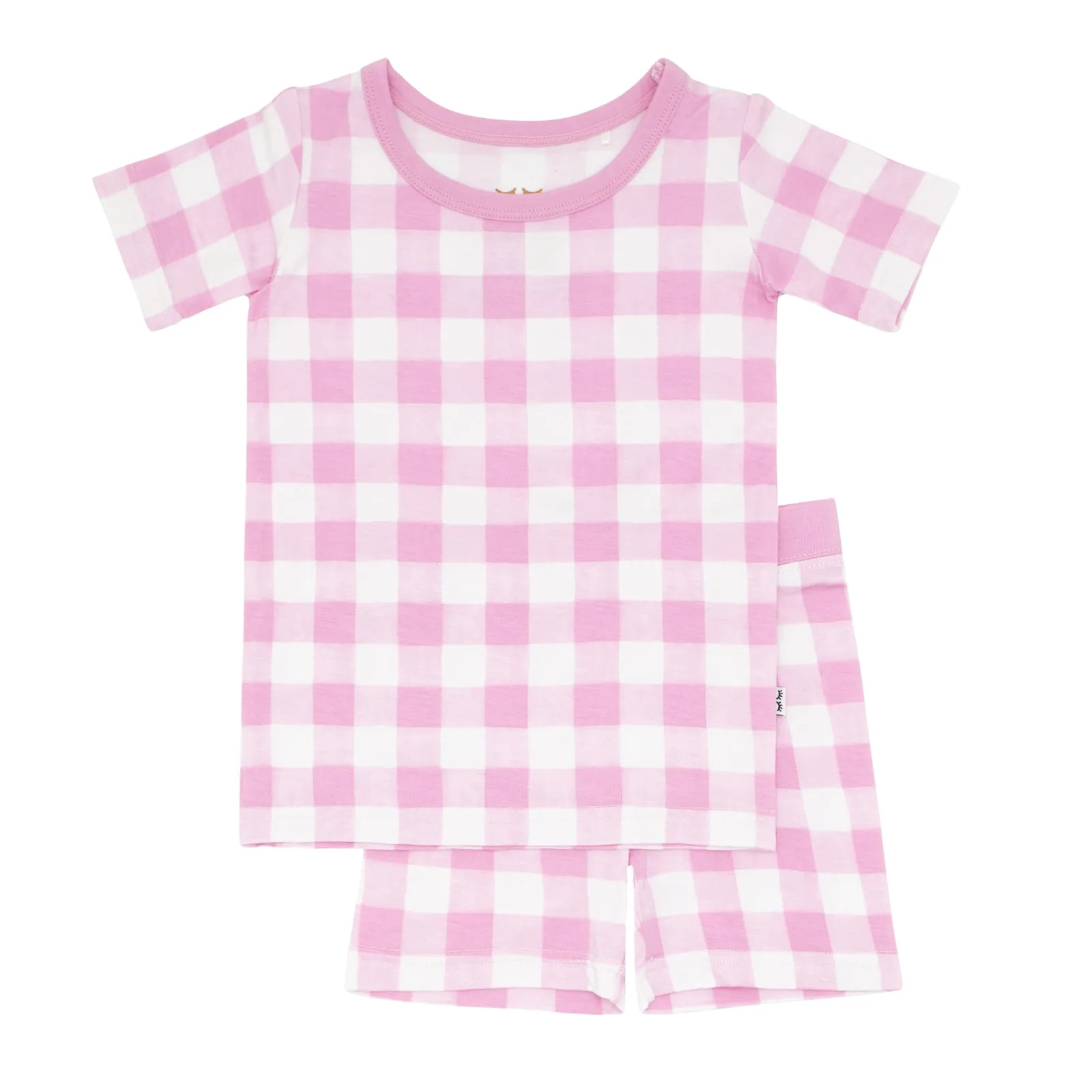 Pink Gingham Two-Piece Short Sleeve & Shorts Pajama Set