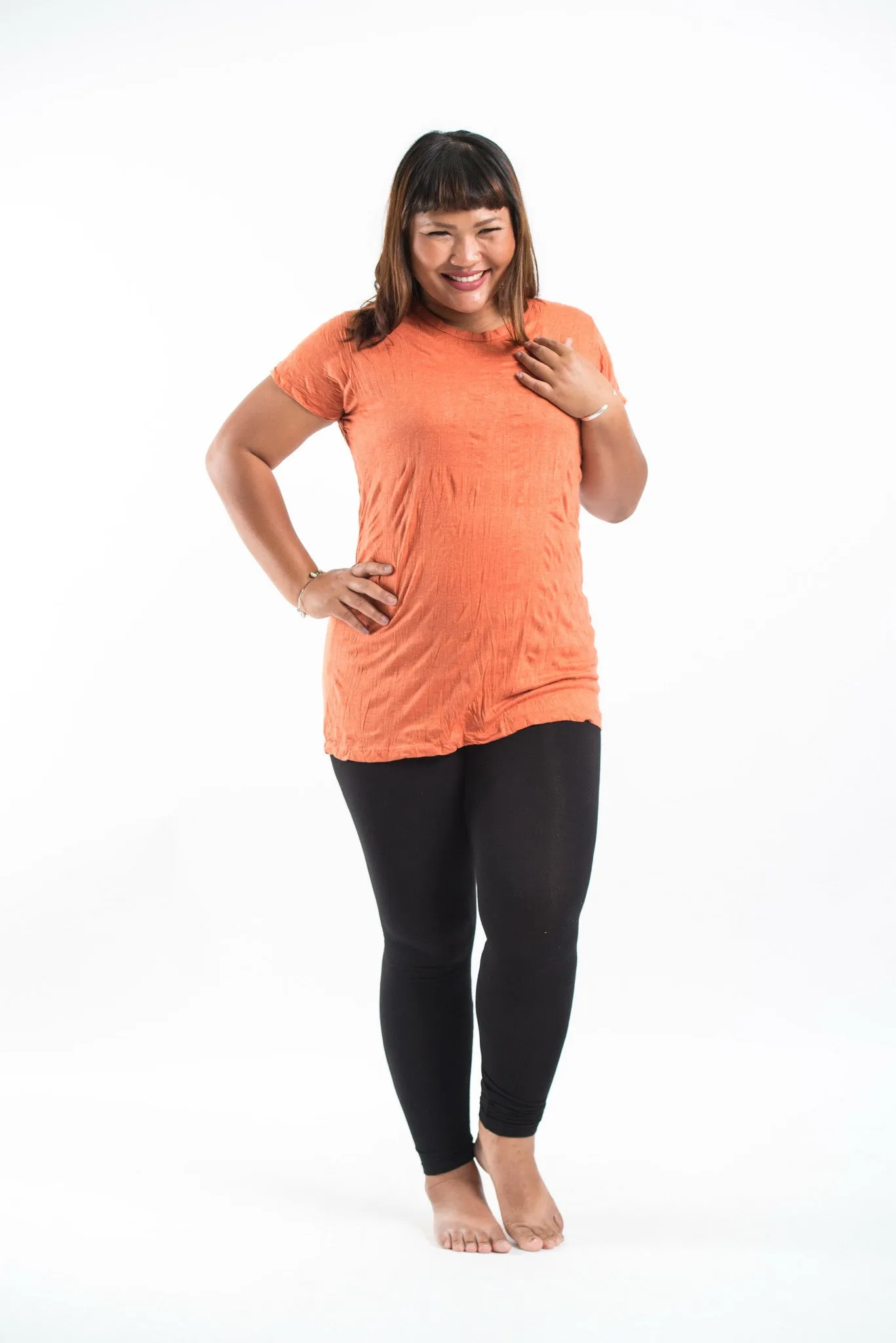 Plus Size Sure Design Women's Blank T-Shirt Orange