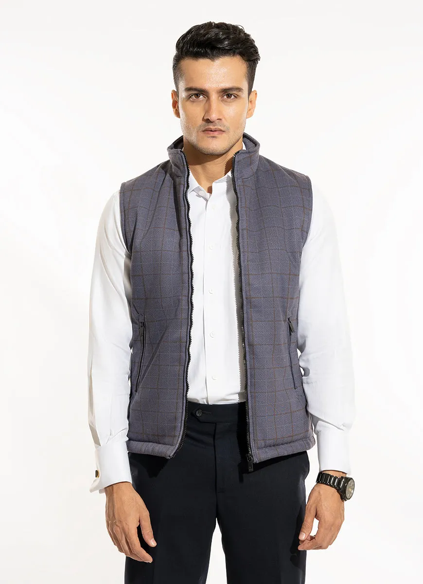 Puffer Jacket - Sublimation  Grey Windowpane Checks