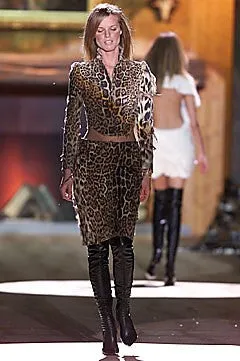 Roberto Cavalli - As Seen on 2001 Runway Collection - 2PC Ripped Leopard Jacket   Pencil Skirt - S