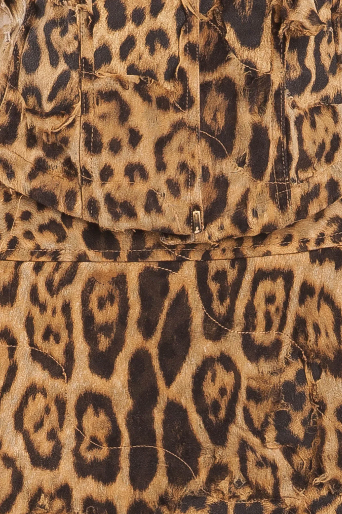 Roberto Cavalli - As Seen on 2001 Runway Collection - 2PC Ripped Leopard Jacket   Pencil Skirt - S