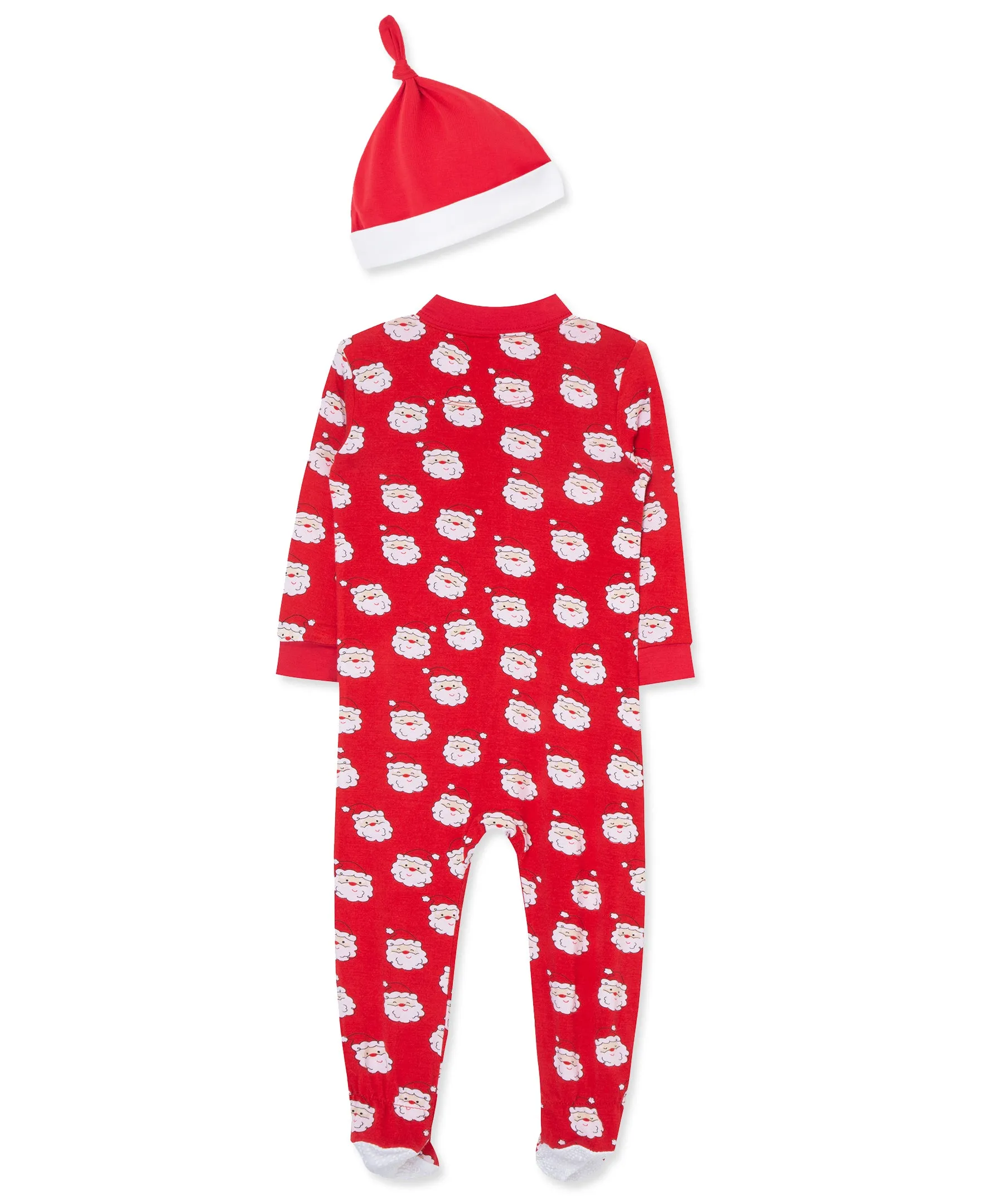 Santa Bamboo Zip Front Footie & Hat (12M-24M)