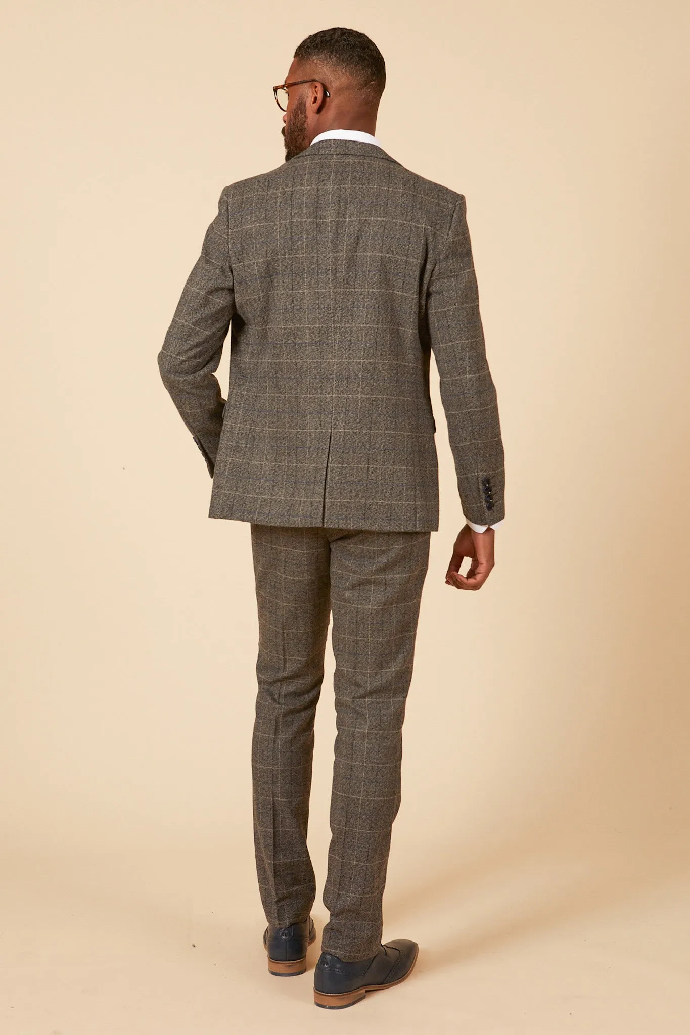 SCOTT - Grey Tweed Check Three Piece Suit