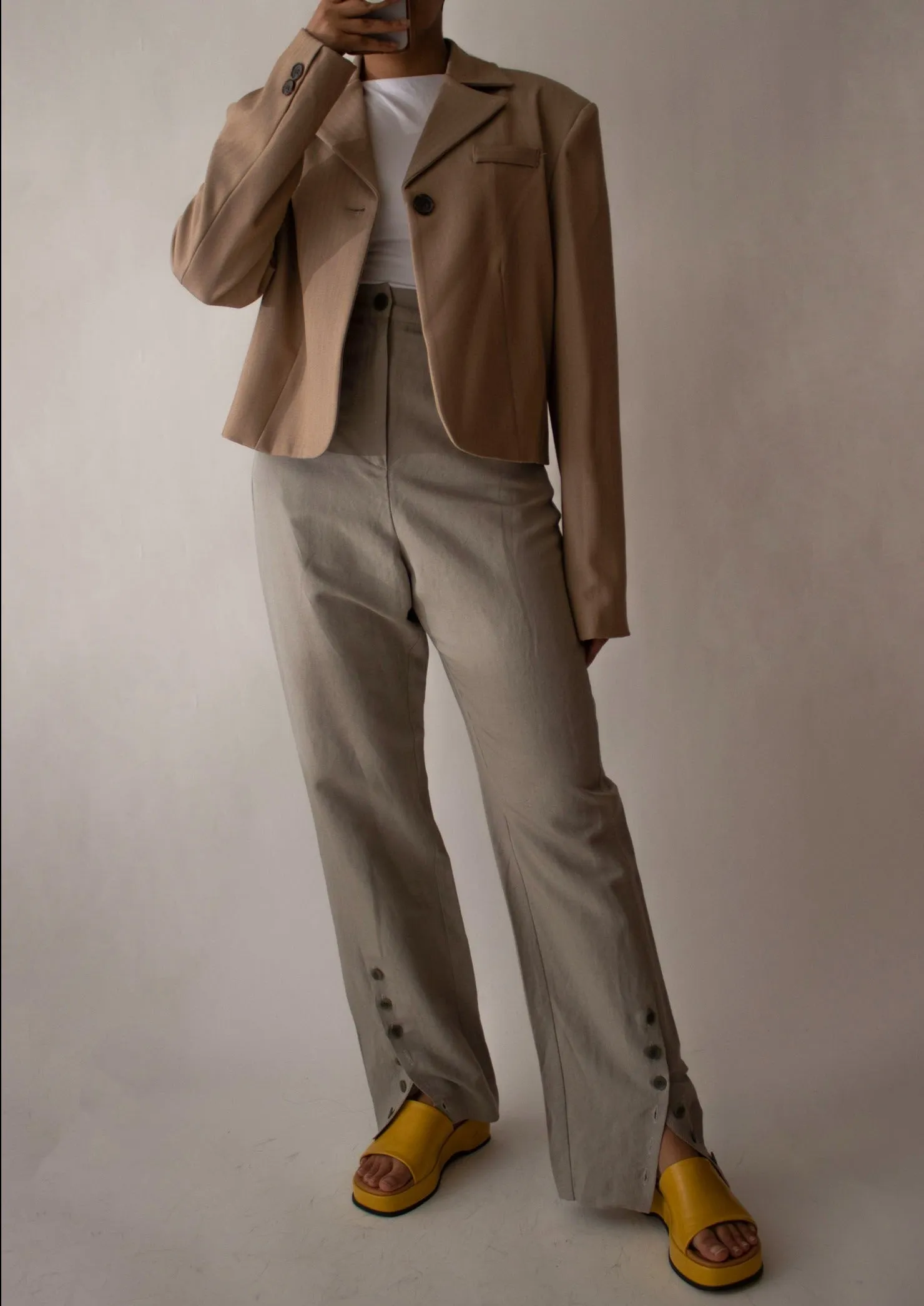 Single Button Blazer in Beige