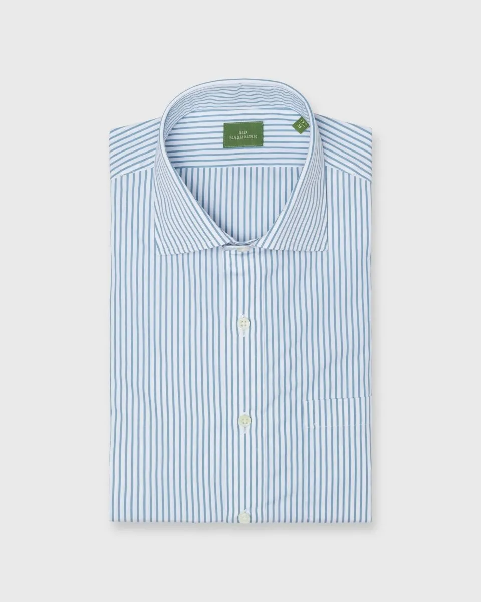 Spread Collar Dress Shirt in Aegean Stripe Poplin