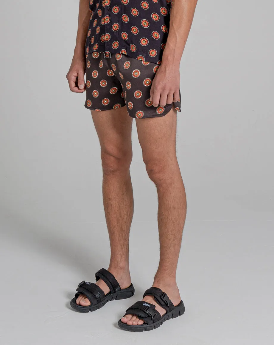 SUTRA PRINT MENS SWIM SHORTS | BLACK