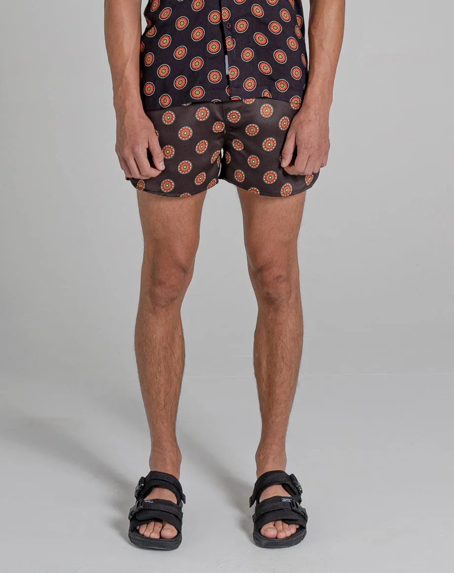 SUTRA PRINT MENS SWIM SHORTS | BLACK