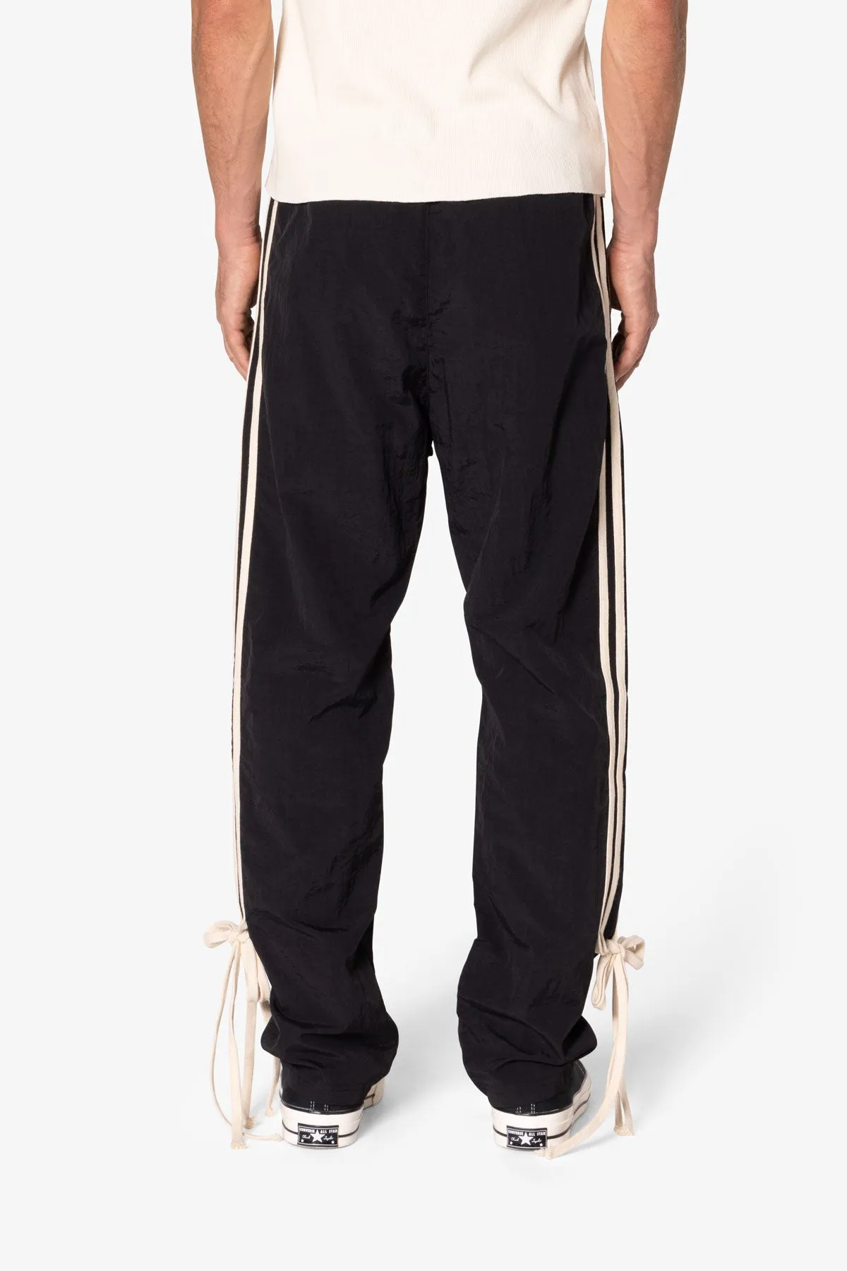 Tied Stripe Track Pants - Black