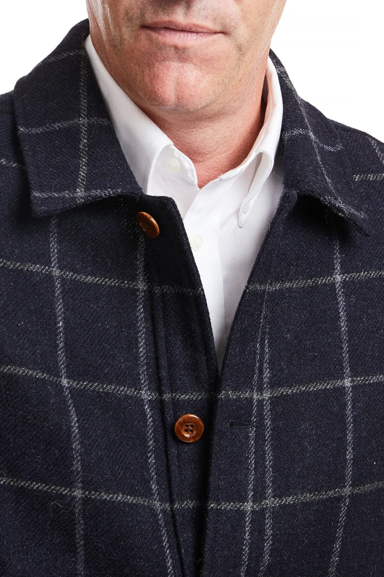 Tweedbank Milled Wool Jacket Dark Navy Windowpane