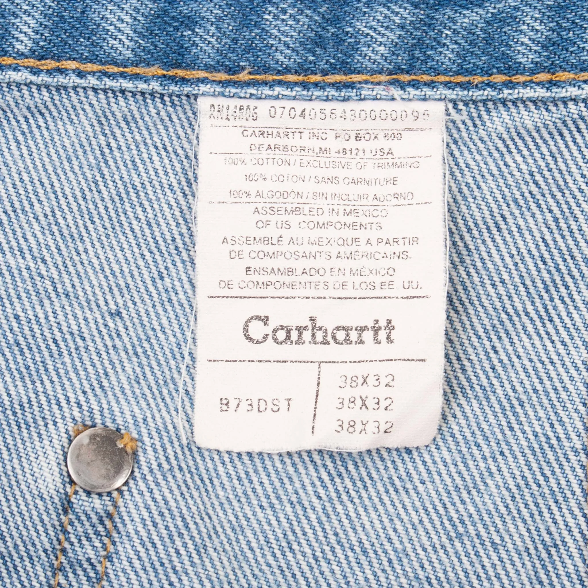 VINTAGE CARHARTT DOUBLE KNEE CARPENTER BLUE JEANS B73DST SIZE 38X32