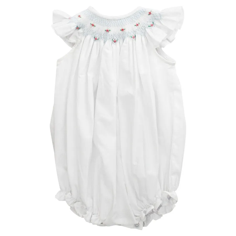 White w/ Rosebuds- Bishop Romper